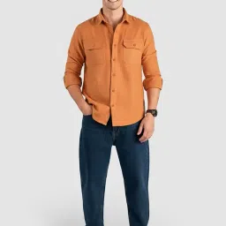 beyoung Solid Recycled Flannel Shirt for Men | Premium Cotton Flannel | Classic Pointed Collar image 4