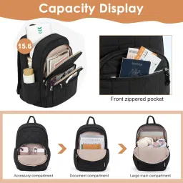 palay Backpack for Women Travel Laptop College Backpacks Quilted Casual Daypack Water-Resistant Bookbag for 15.6 Inch Laptop image 3