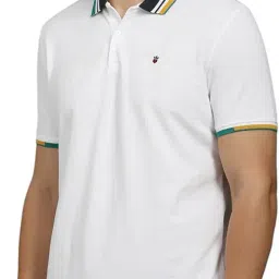 louis philippe Men's Solid Slim Fit Polo Tshirt with Contrast Jaquard Collar image 1