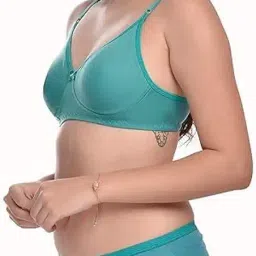 Women's Lingerie Set with Full Coverage Non Padded Women Cotton Bra Panty Set Sexy Bra Panty Set Pack of 2 Sets (Multicolor) Multicolour image 2