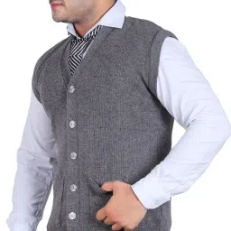 jubination Cardigan Mens Sleeveless Front Open D-Grey Cardigan/Sweater/Jacket image 2