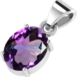 ayush gems 12.25 Ratti 11.00 Carat Natural Quality Katela Amethyst Silver Plated Pendant/Locket Gemstone (Top AAA+) Quality for Men and Women(GGTL Lab Certified) image 2