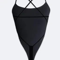 aahwan Solid Slim Fit High Cut Bodysuit for Women's & Girl's image 3