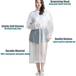 homepixi Set of 2, Reusable Waterproof Jacket for Woman (Transparent) image 3
