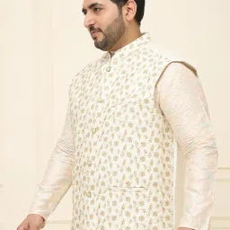 sojanya Plus (Since 1958), Mens Silk Blend Embroidered Nehru Jacket image 2