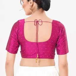 vamas Women's Silk Padded Plain/Solid Half Sleeve Readymade Saree Blouse (E-729) image 1