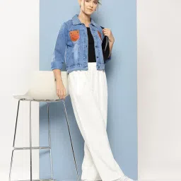 aarika Womens Blue Colour Solid Denim Jacket image 4