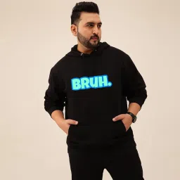 toodle plus Men Plus Size Printed Cotton Hoodie | Comfortable Casual Sweatshirt for Winter Wear Black image 1