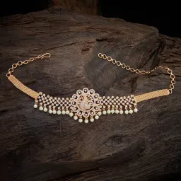 kushal's Fashion Jewellery Gold-Plated White Bajuband With Sparkling Cubic Zirconia image 1