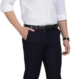 metal Men's Slim Fit Solid Formal Trouser, Grey Poly Viscose Fabric, Sleek Design for Office or Casual Wear image 4