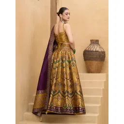 purvaja Women's Kanjiwaram Semi-Stitched Lehenga choli image 2
