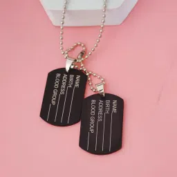 m men style Military Army Name Locket Dog Tag Chain With Plain Dog Tag Black Zinc And Metal Pendant Necklace Chain For Men And Women image 4