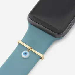 minutiae Evil Eye Round Pendant Decorative Ring Loops Jewellery Accessories Compatible with Smart Watch Silicone Band Strap | Skin Friendly Brass Alloy | Ideal Gift for Her/Women/Girls image 1