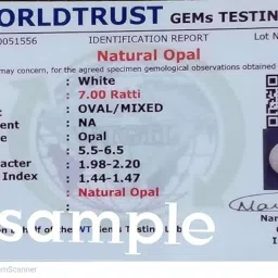 dinjewel 10.25 Ratti / 9.50 carat 100% Natural White Opal Stone Original Certified Australian Opal Stone Original Certified Natural Gemstone (9.25 Ratti/10.50 Carat) image 4