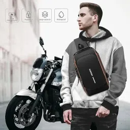 vibevessel Bag Cross backpack Anti Theft Sling For Men & Women Waterproof Shoulder Body with lock USB Charging Port Cable for Travel | Hiking Gym Picnic Daily Use image 4