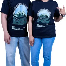 alvaris Unisex Regular Fit Couple T-Shirt for Men & Women | Soft Cotton Printed Tee | Trendy Casual Round Neck Half Sleeve Top for Travel & College image 3