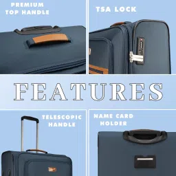 f gear Softair Navy Small Cabin Soft Luggage | Lightweight Expandable Carry-On Trolley Bag with 360° Spinner Wheels, Silent 8-Wheel System, Built-in TSA Lock, Anti-Theft Zipper & Luggage Tag image 5