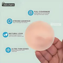 click charm 2 Pair Nipple Covers Reusable Comfortable Invisible Adhesive Silicone Pasties for Women Brown image 3