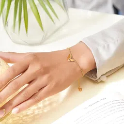 caratlane 18 Kt Rose Gold Elsa Diamond Butterfly Charm Bracelet for Women image 2