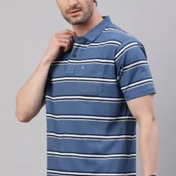 classic polo Men's Half Sleeve Polo Neck Authentic Fit Striped T-Shirt image 2