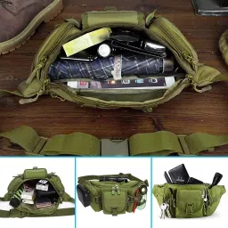 barbell Tactical Fanny Pack Military Waist Bag Pack Hip Bum EDC Bag with Adjustable Strap for Camping Hiking Hunting (Olive) image 1