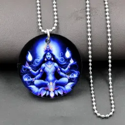 afh Maa Kali Meditating Acrylic Pendant with Bead Chain | Spiritual Devotional Jewelry image 1