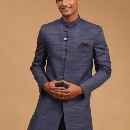 vastramay Men's Silk Blend Sherwani Only Top || Matka Silk Contemporary Uber Elegant Sherwani || Ethnic Wear for Festivals, Weddings image 1