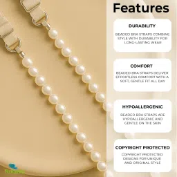 yuvanta Beaded Bra Straps for Women – Fancy Detachable Shoulder Straps for Bra, Tops, Saree Blouses & Dresses –Handcrafted Straps Adjustable Bra Belt with Metal Hooks – Stylish Bra Accessories image 1