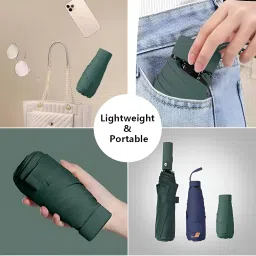 contacts Women’s Mini Travel Umbrella with Capsule Case, Compact Lightweight UV Protection Parasol, Portable Windproof Purse Umbrella image 1