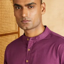 amazon brand - symbol Men's Cotton Solid Long Kurta Pyjama Set (2pcs) image 4