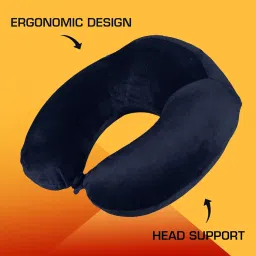 billebon Extra Soft Memory Foam Luxury Travel Neck Support Rest Pillow with Soft Washable & Removable Cover, Multipurpose Comfortable Travel Pillow for Airplane (Navy Blue Raised with Eye Mask) image 1