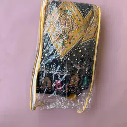 anaya fashion hub Traditional Black Georgette Lehenga Choli Set with Embroidered Border, Ethnic Shadi Wear, Gold Paisley Pattern image 1