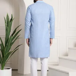 sojanya (Since 1958 Men's Cotton Blend Checked Kurta and Churidar Pyjama Set image 3