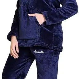 us trendz Women's Winter Sleepwear Set – Soft Wool Pajamas, Full Sleeve Night Suit image 1