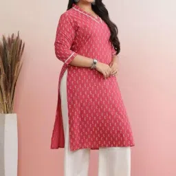 rohit style hub Women's Rayon Printed Straight Kurti with Pant Set image 3