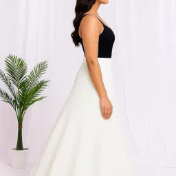 iluvvastram Women's Cancan Hoop Less Underskirt Petticoat Wedding Crinoline Volume Extension for Lehenga, Gown and Floor Length Skirt Free Size Waist with Adjustable Length White Colour image 3