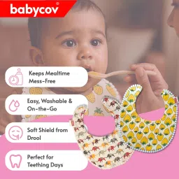 Cotton Baby Bib | Soft & Washable Feeding Bib for Infants | New Cute Print | Reusable Absorbent Bib for 0-2 Years image 2
