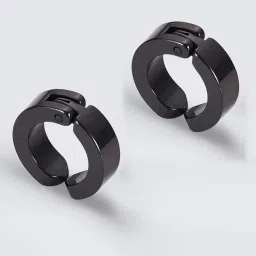 ccbfy Non-pierced Earrings Set for Men Women Cross Titanium Steel Hoop Dangle Clip On Earring image 5