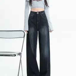 ristey Womens Wid Leg Stylish Slim Fit Black Denim Jeans-D Comfortable Stretchable Midrise and Highrise Jeans Casual Wear_R_40 image 1