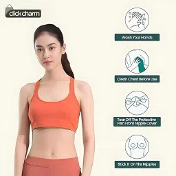 click charm 2 Pair Nipple Covers Reusable Comfortable Invisible Adhesive Silicone Pasties for Women Brown image 4