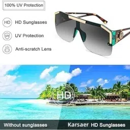 karsaer Oversized Square Flat Top Shield Sunglasses One Piece Frameless Stylish Women Men UV400 E1037 image 5