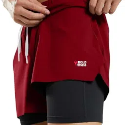 BOLD FITNESS 2 in 1 Active Dual Shorts with Inner Tights Layer | Men's Double Layer Short for Running, Gym & Sports image 4