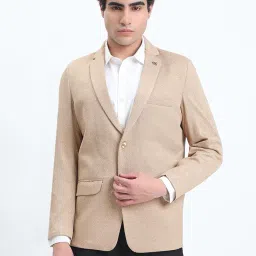 showoffff Men's Printed Beige Single-Breasted Slim Fit Blazer-EX-3024_Beige image 2