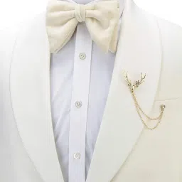 knighthood Golden Stone Detailing Reindeer Head with Hanging Chain Metal Lapel Pin Brooch for Men image 1