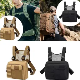 Men Women Chest Rig Bag Holder Front Pack Pouch for Running Exercise Fishing Khaki image 1