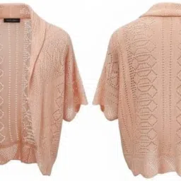 addplus Free Size Peach Crochet Shrug Women’s Summer Cardigan Lightweight Knit Bolero Stylish Cover Up image 2
