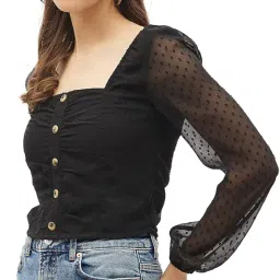 harpa Women's Polyester self Design Long Sleeve Regular Fit Blouse Pack of 1 image 2