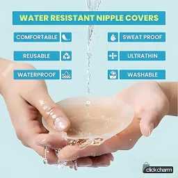 click charm 2 Pair Nipple Covers Reusable Comfortable Invisible Adhesive Silicone Pasties for Women Brown image 2