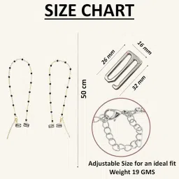 heddz Golden Chain Bra Straps with Black Beads| Fashionable & Durable Replacement Straps for Everyday Use | Stylish Straps for Dresses, Saree Blouses & Off-Shoulder Looks image 2