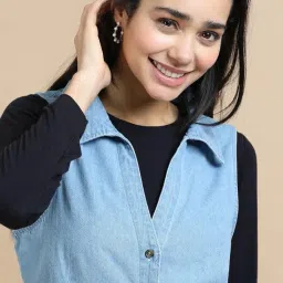 glam & chique Women’s Regular Fit Denim Sleeveless Casual Jacket Top XS-2XL image 5